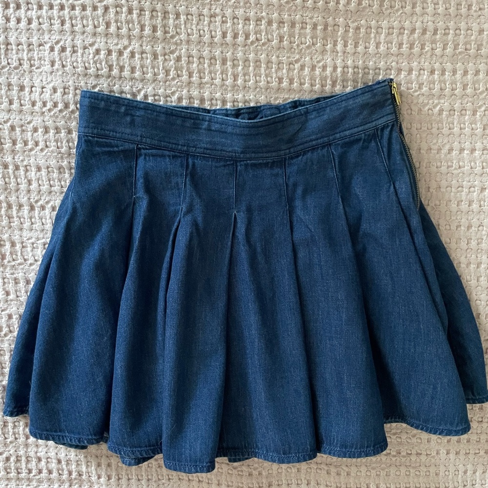 J.Crew Crewcuts Denim Skater Skirt Size 10 Pleated Blue